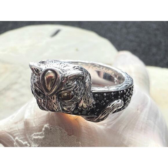 John Hardy Jewelry - John Hardy Silver Leopard Cat Ring with Citrine Eyes and Black Diamonds